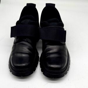 Prada Black Leather Strap Ankle Boots
